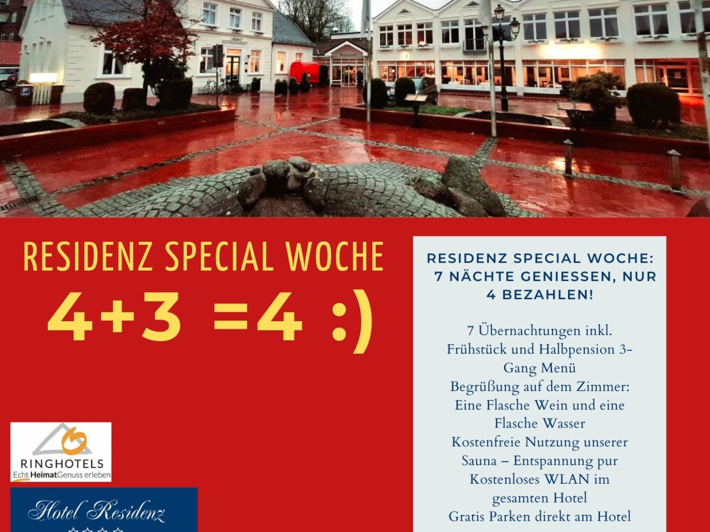 Residenz Special Sommer-Woche: 7 Nächte genießen, nur 4 bezahlen! 