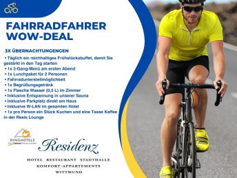 Fahrradfahrer WOW-Deal– 3 Nächte im Ringhotel Residenz Wittmund