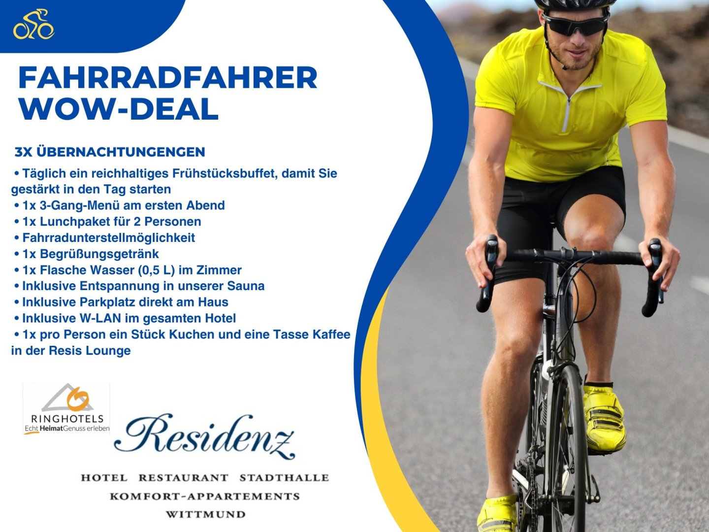 Fahrradfahrer WOW-Deal– 3 Nächte im Ringhotel Residenz Wittmund